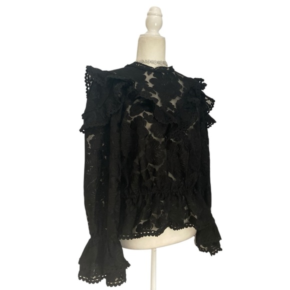 Reformation The Collection Carlisle Black Lace Blouse Romantic Feminine Top NWT - Picture 7 of 15